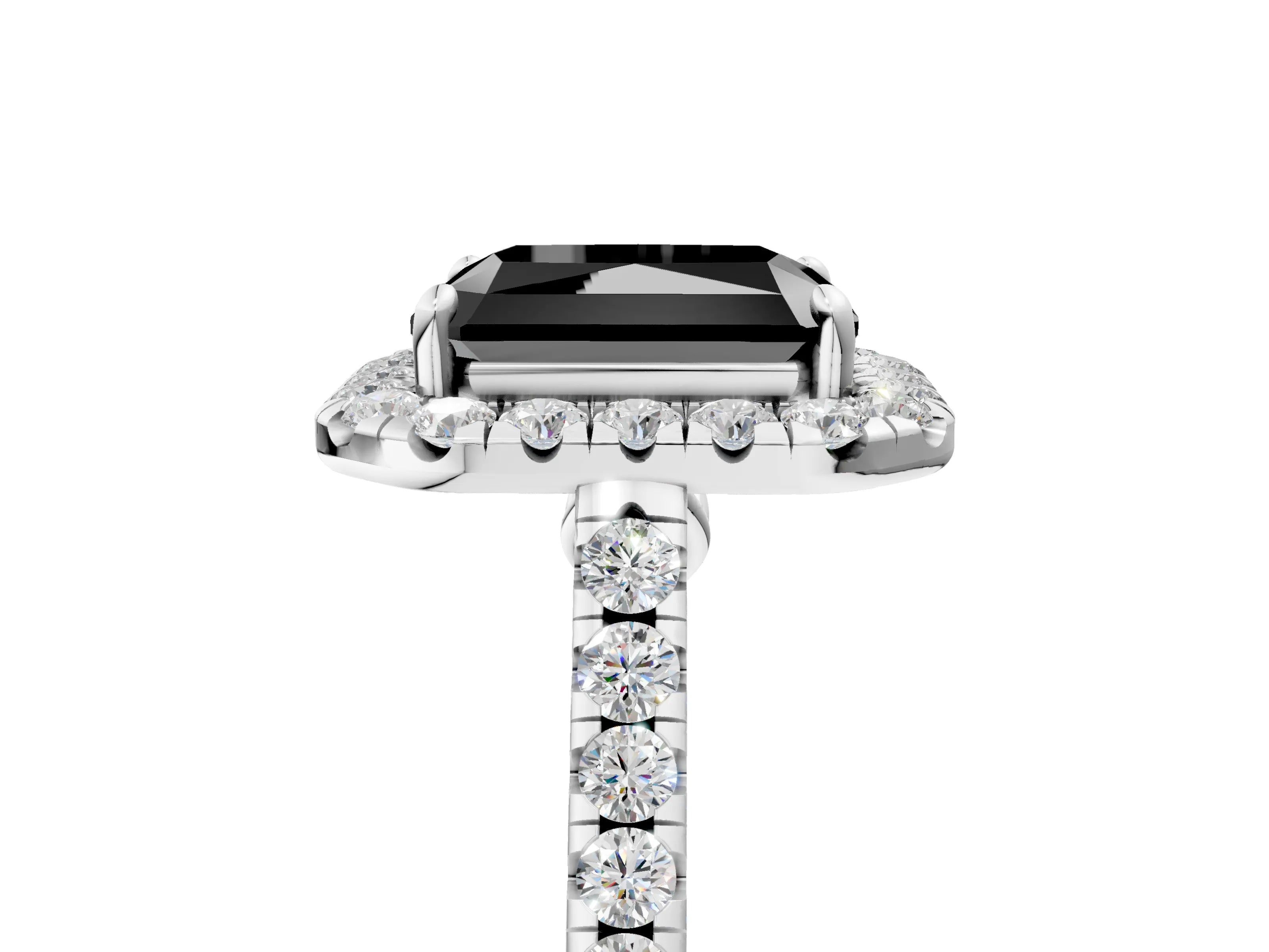 White gold Fancy Black Radiant Cut Halo Pave Diamond Engagement Ring with Four-Prong Setting_5