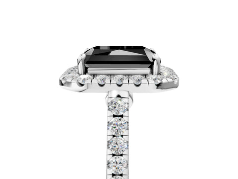 White gold Fancy Black Radiant Cut Halo Pave Diamond Engagement Ring with Four-Prong Setting_5