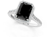 White gold Fancy Black Radiant Cut Halo Round Diamond Pavé Band with Four-Prong Setting_16