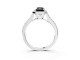 White gold Fancy Black Radiant Cut Halo Round Diamond Pavé Band with Four-Prong Setting_30