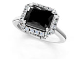 White gold Fancy Black Radiant Cut Halo Round Diamond Solitaire Engagement Ring with Pave Band and Four-Prong Setting_25