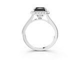 White gold Fancy Black Radiant Cut Halo Round Diamond Solitaire Engagement Ring with Pave Band and Four-Prong Setting_27