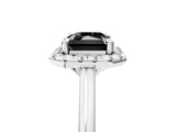 White gold Fancy Black Radiant Cut Halo Round Diamond Solitaire Engagement Ring with Pave Band and Four-Prong Setting_29