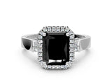 White gold Fancy Black Radiant Cut Halo Round Diamond Twist Band with Four-Prong Setting_24