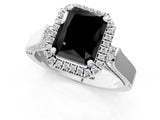 White gold Fancy Black Radiant Cut Halo Round Diamond Twist Band with Four-Prong Setting_25