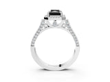 White gold Fancy Black Radiant Cut Halo Round Diamond Twist Band with Four-Prong Setting_27
