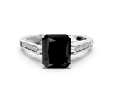 White gold Fancy Black Radiant Cut Solitaire Cathedral Diamond Engagement Ring with Channel-Set Band and Four-Prong Setting_15