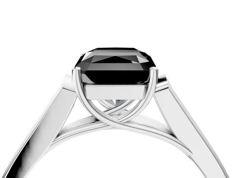 White gold Fancy Black Radiant Cut Solitaire Cathedral Diamond Engagement Ring with Channel-Set Band and Four-Prong Setting_7