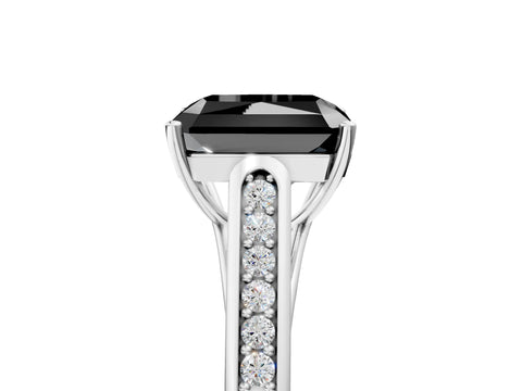 White gold Fancy Black Radiant Cut Solitaire Cathedral Diamond Engagement Ring with Channel-Set Band and Four-Prong Setting_8