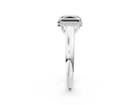 White gold Fancy Black Radiant Cut Solitaire Diamond Engagement Ring with Four-Prong Setting and Tapered Band_2