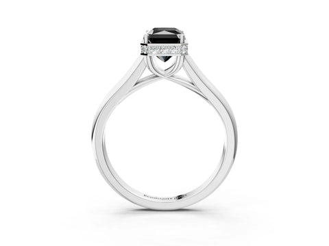 White gold Fancy Black Radiant Cut Solitaire Diamond Engagement Ring with Four-Prong Setting and Tapered Band_3