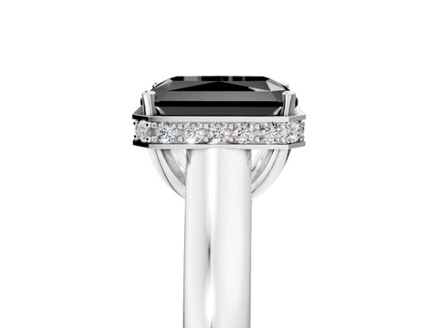 White gold Fancy Black Radiant Cut Solitaire Diamond Engagement Ring with Four-Prong Setting and Tapered Band_5