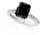 White gold Fancy Black Radiant Cut Solitaire Diamond Engagement Ring with Pavé Band and Six-Prong Setting_13