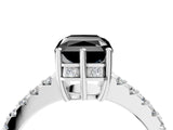 White gold Fancy Black Radiant Cut Solitaire Diamond Engagement Ring with Pavé Band and Six-Prong Setting_16