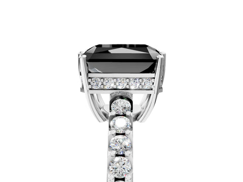 White gold Fancy Black Radiant Cut Solitaire Diamond Engagement Ring with Pavé Band and Six-Prong Setting_17