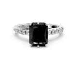 White gold Fancy Black Radiant Cut Solitaire Diamond Engagement Ring with Pavé Band and Six-Prong Setting_24