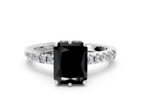 White gold Fancy Black Radiant Cut Solitaire Diamond Engagement Ring with Pavé Band and Six-Prong Setting_24