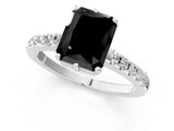 White gold Fancy Black Radiant Cut Solitaire Diamond Engagement Ring with Pavé Band and Six-Prong Setting_25