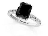 White gold Fancy Black Radiant Cut Solitaire Diamond Engagement Ring with Pavé Band and Six-Prong Setting_25
