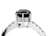 White gold Fancy Black Radiant Cut Solitaire Diamond Engagement Ring with Pavé Band and Six-Prong Setting_28