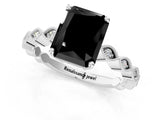 White gold Fancy Black Radiant Cut Solitaire Diamond Ring with Infinity Twist Band and Four-Prong Setting_13