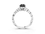 White gold Fancy Black Radiant Cut Solitaire Diamond Ring with Infinity Twist Band and Four-Prong Setting_15