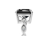 White gold Fancy Black Radiant Cut Solitaire Diamond Ring with Infinity Twist Band and Four-Prong Setting_17