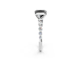 White gold Fancy Black Radiant Cut Solitaire Diamond Ring with Pave Band and Four-Prong Setting_2