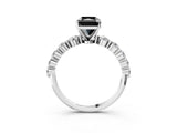 White gold Fancy Black Radiant Cut Solitaire Diamond Ring with Pave Band and Four-Prong Setting_3