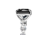 White gold Fancy Black Radiant Cut Solitaire Diamond Ring with Pave Band and Four-Prong Setting_5