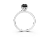 White gold Fancy Black Radiant Cut Solitaire Diamond Ring with Prong Setting and Plain Band_15