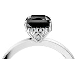 White gold Fancy Black Radiant Cut Solitaire Diamond Ring with Prong Setting and Plain Band_16