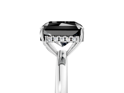 White gold Fancy Black Radiant Cut Solitaire Diamond Ring with Prong Setting and Plain Band_17