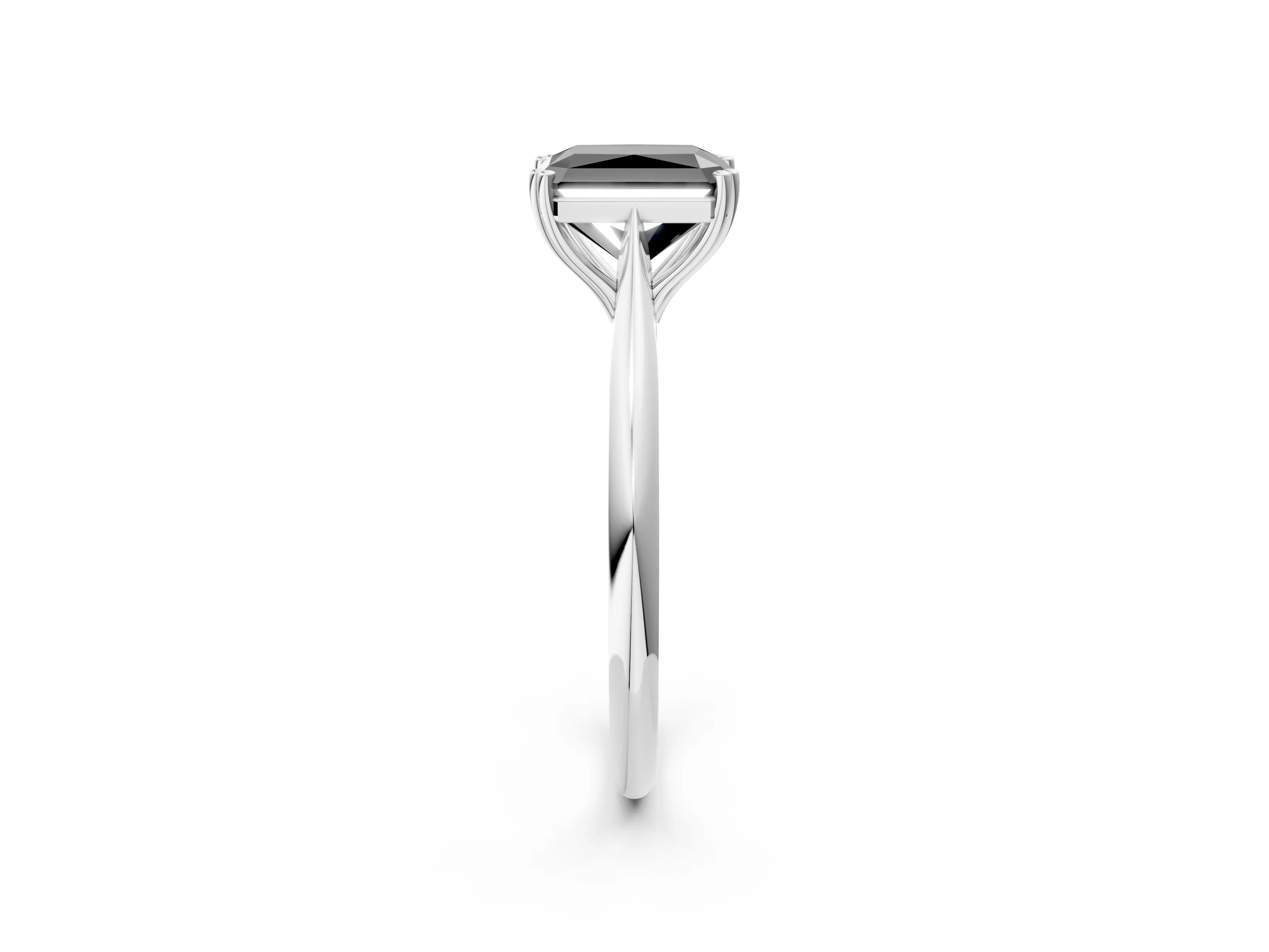 White gold Fancy Black Radiant Cut Solitaire Diamond Ring with Six-Prong Setting and Classic Band_2