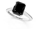 White gold Fancy Black Radiant Cut Solitaire Diamond Ring with Six-Prong Setting and Classic Band_58