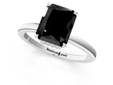 White gold Fancy Black Radiant Cut Solitaire Engagement Ring with Cathedral Band and Four-Prong Setting_1