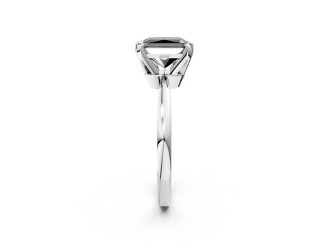 White gold Fancy Black Radiant Cut Solitaire Engagement Ring with Six-Prong Setting and Tapered Band_2