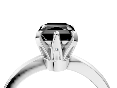 White gold Fancy Black Radiant Cut Solitaire Engagement Ring with Six-Prong Setting and Tapered Band_4
