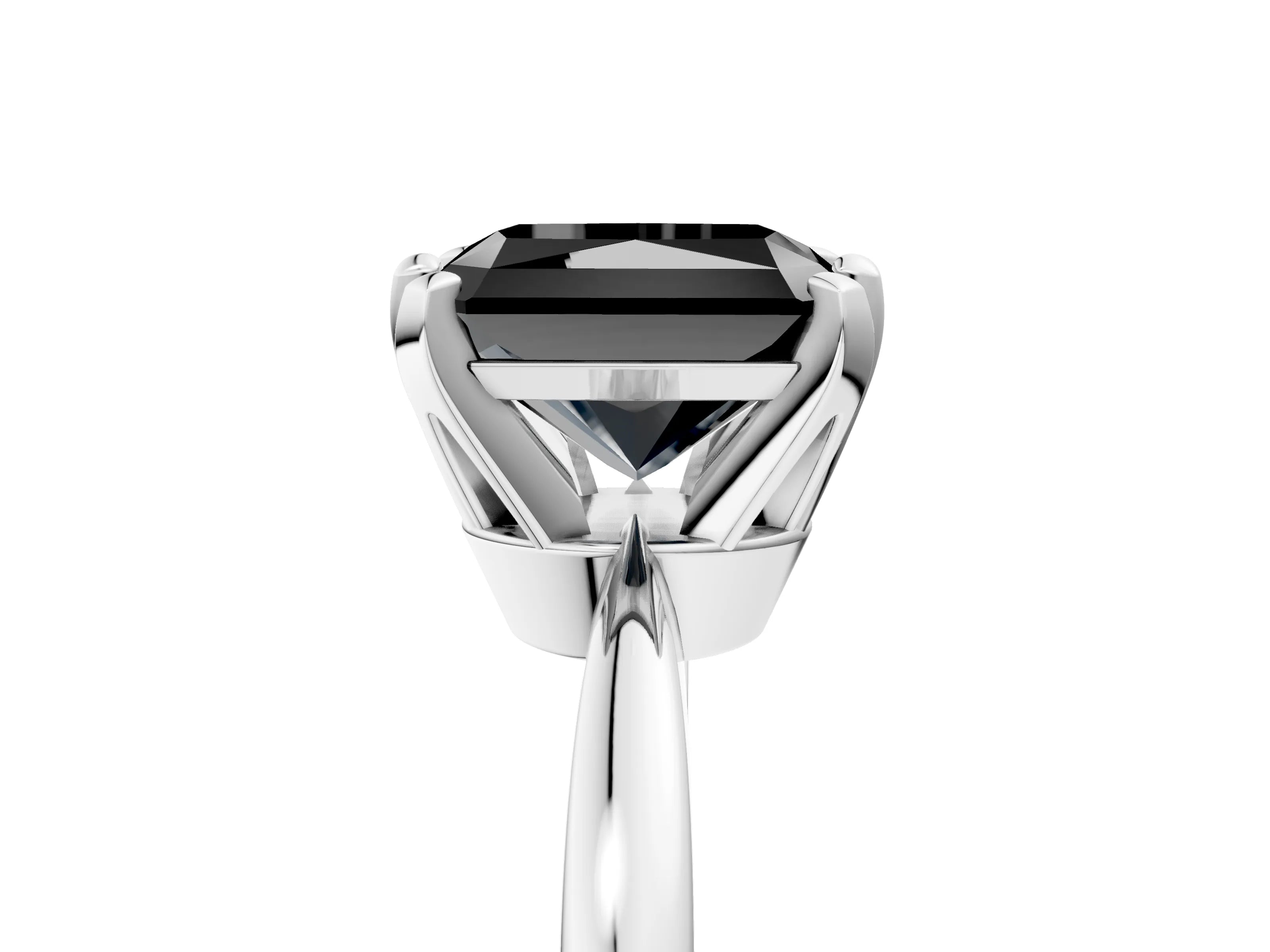 White gold Fancy Black Radiant Cut Solitaire Engagement Ring with Six-Prong Setting and Tapered Band_5