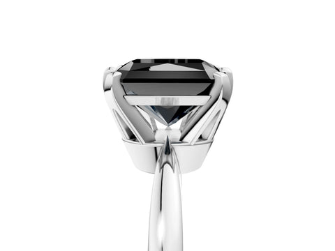 White gold Fancy Black Radiant Cut Solitaire Engagement Ring with Six-Prong Setting and Tapered Band_5