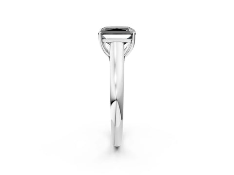White gold Fancy Black Radiant Cut Solitaire Engagement Ring with Tapered Band and Four-Prong Setting_17