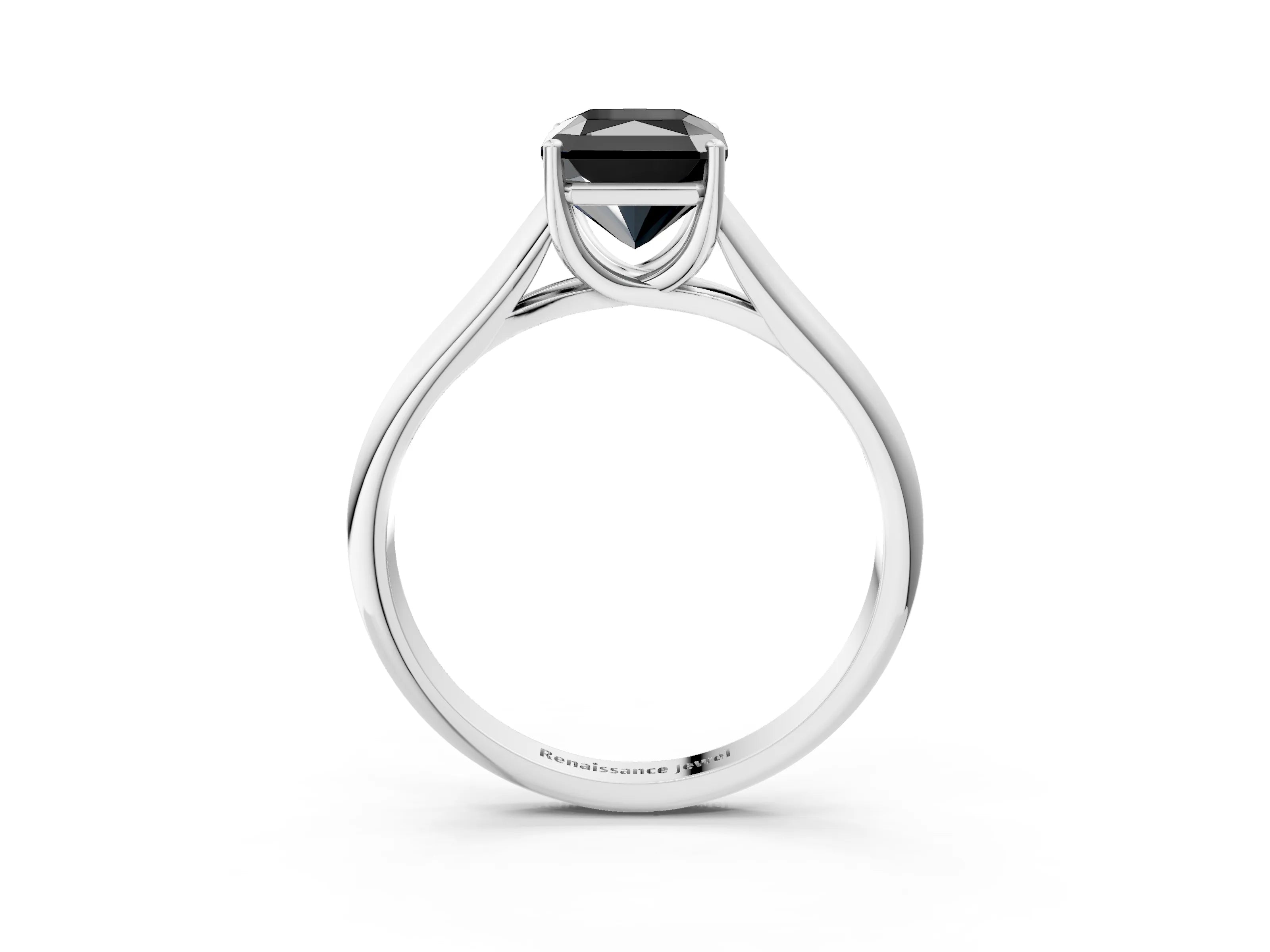 White gold Fancy Black Radiant Cut Solitaire Engagement Ring with Tapered Band and Four-Prong Setting_18