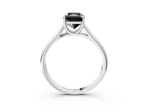 White gold Fancy Black Radiant Cut Solitaire Engagement Ring with Tapered Band and Four-Prong Setting_18