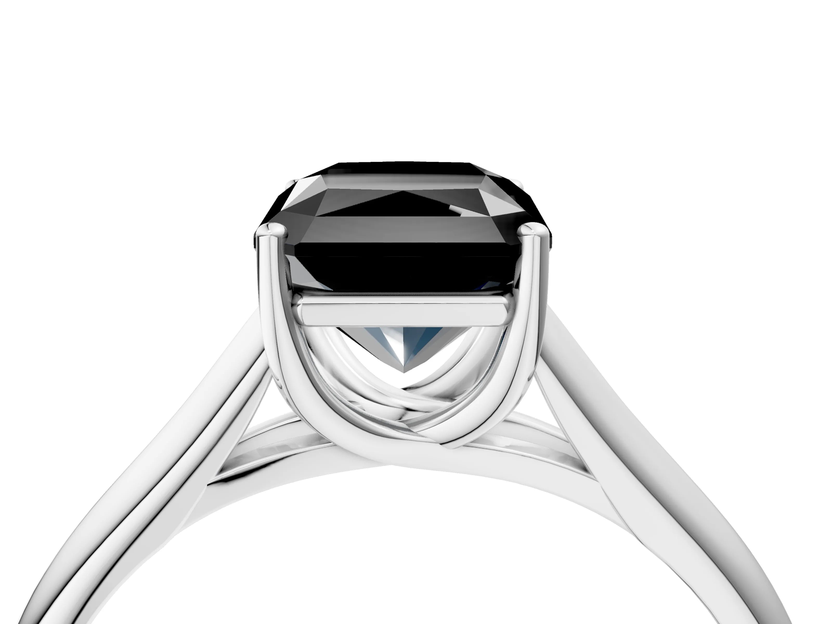 White gold Fancy Black Radiant Cut Solitaire Engagement Ring with Tapered Band and Four-Prong Setting_19