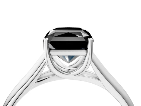 White gold Fancy Black Radiant Cut Solitaire Engagement Ring with Tapered Band and Four-Prong Setting_19