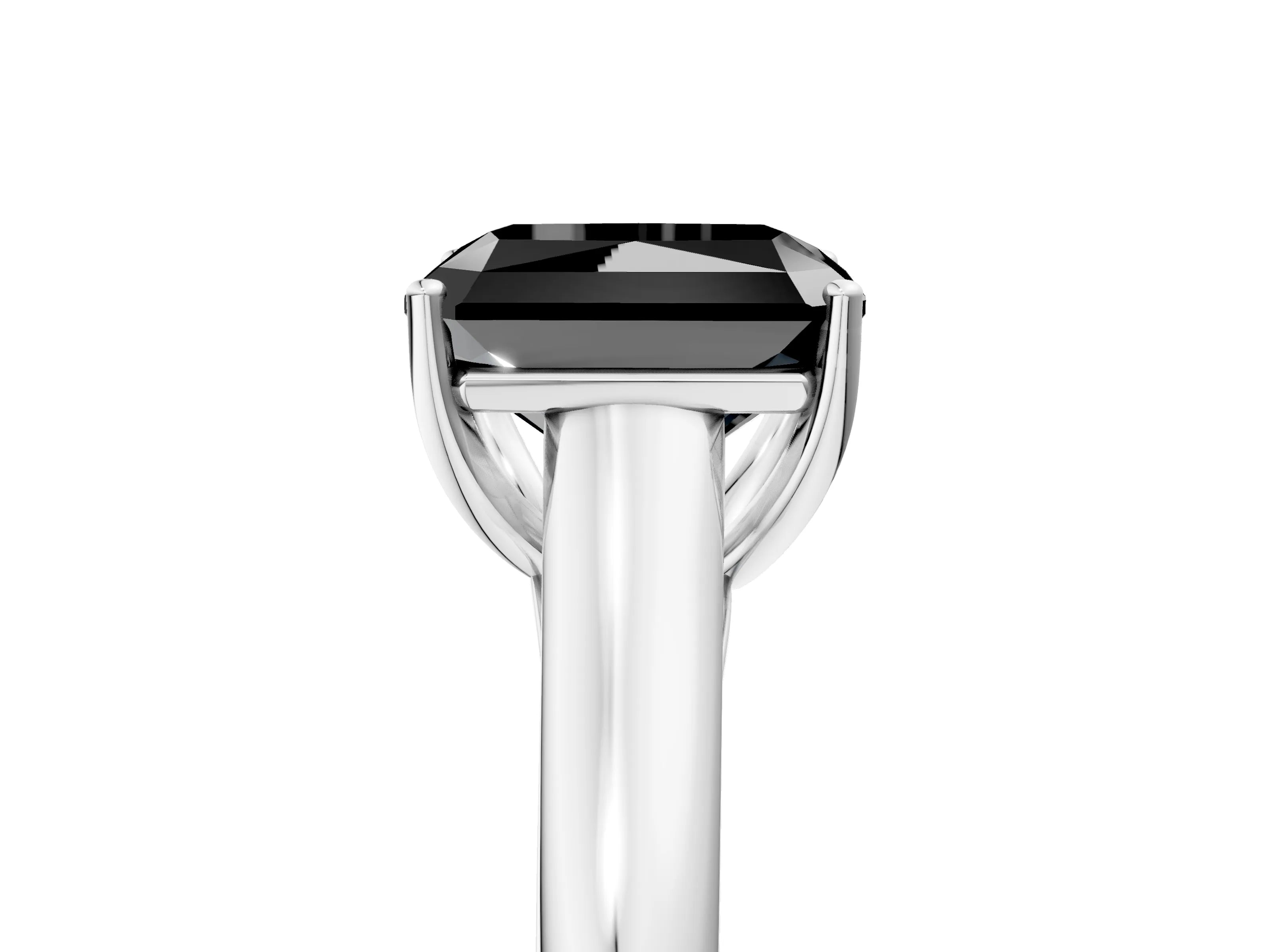 White gold Fancy Black Radiant Cut Solitaire Engagement Ring with Tapered Band and Four-Prong Setting_20