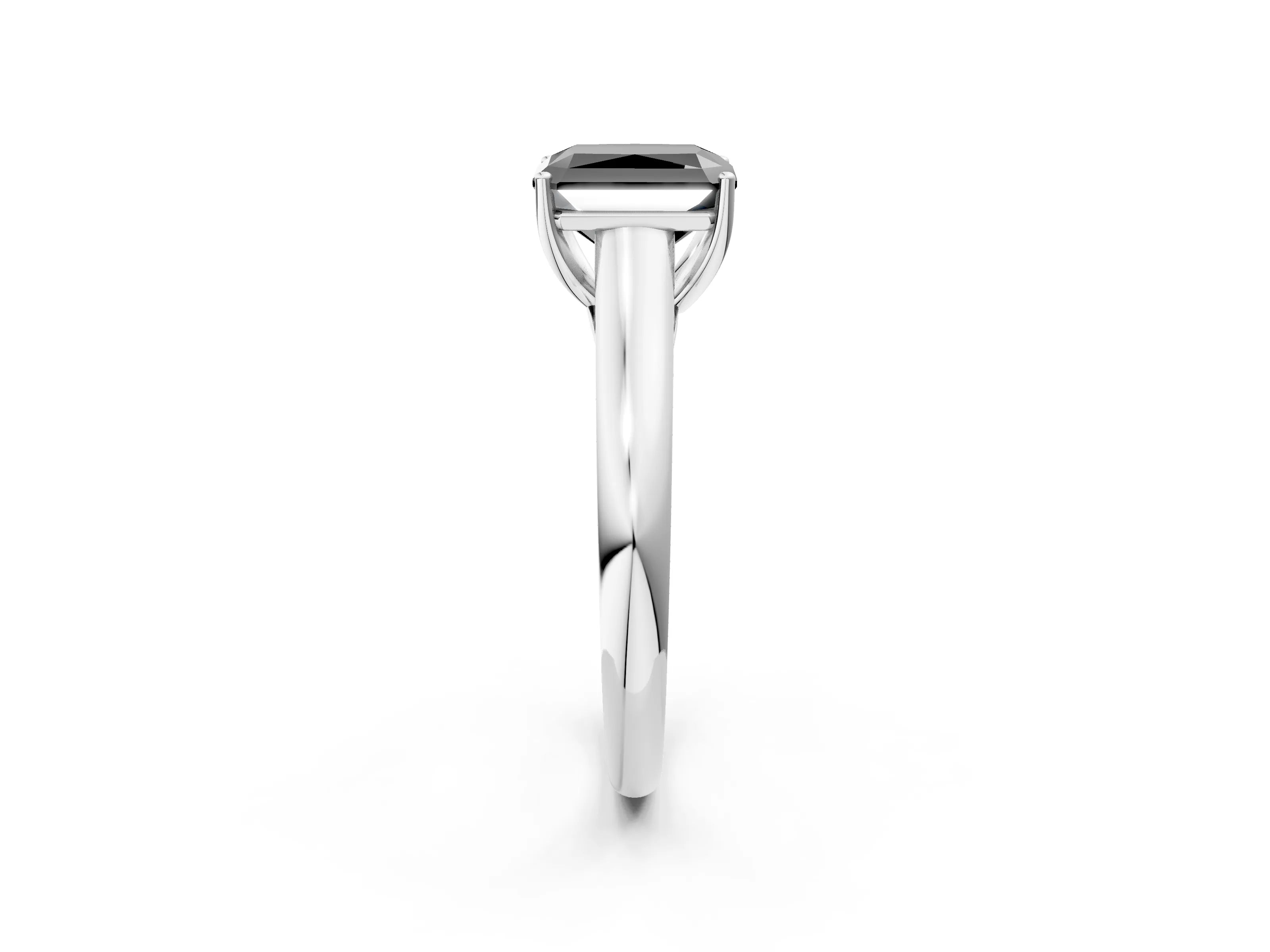 White gold Fancy Black Radiant Cut Solitaire Engagement Ring with Tapered Band and Four-Prong Setting_5