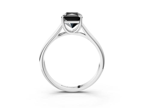White gold Fancy Black Radiant Cut Solitaire Engagement Ring with Tapered Band and Four-Prong Setting_6