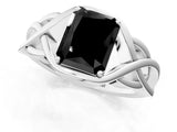White gold Fancy Black Radiant Cut Solitaire Intertwined Band Prong Setting Ring_1