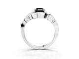 White gold Fancy Black Radiant Cut Solitaire Intertwined Band Prong Setting Ring_3